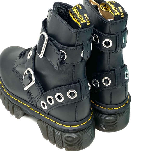 Dr. Martens Audrick 8IB HDW Black Leather, Lady’s Combat Boots. - Picture 3 of 8